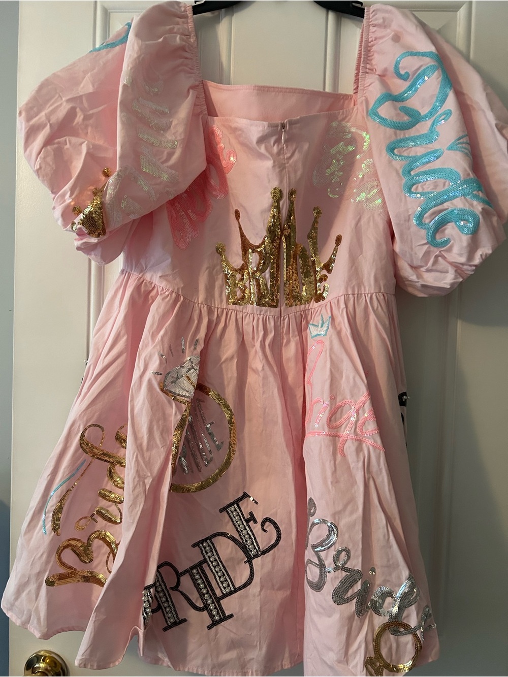 Bride QUEEN OF SPARKLES Pink Sequin Embellished Mini Dress - Picture 2 of 3